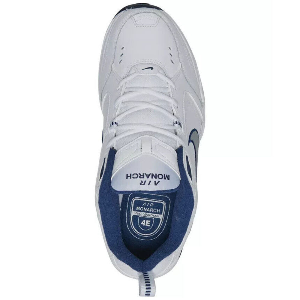 Nike Men's Wide-Width Air Monarch IV Training White / Metallic Silver Sneakers 8 - Picture 5 of 11